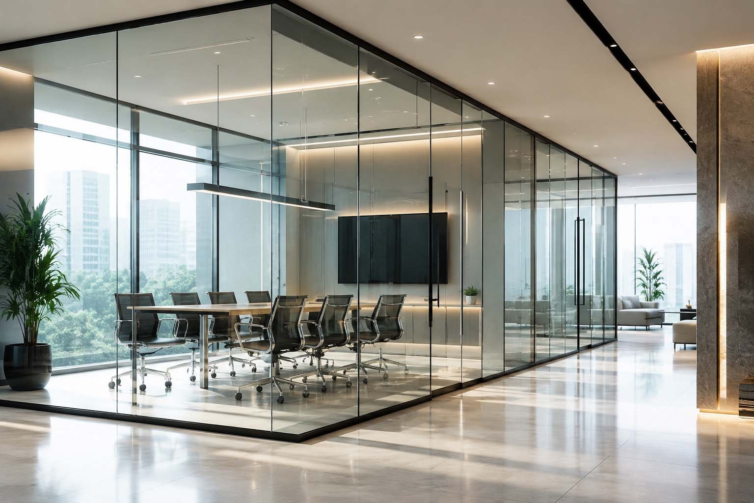 Premium office glass partition installation in Dubai for commercial and residential spaces